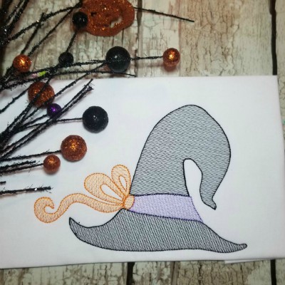 witch hat with bow sketch embroidery design